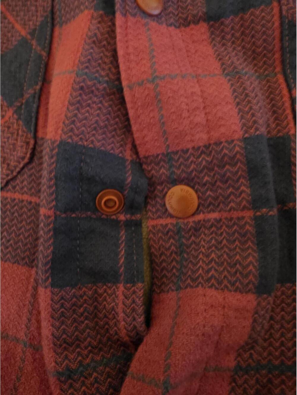 Columbia Mens XL Red Black Plaid Fleece Snap Shirt Jacket Outdoor Shacket - Picture 3 of 12